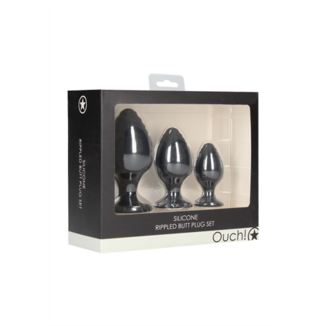 Rippled Butt Plug Set - Black