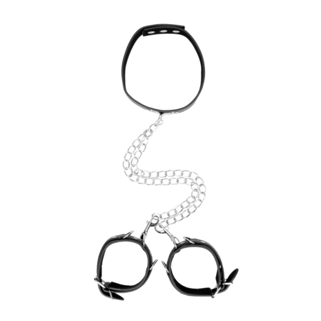 Bonded Leather Collar with Hand Cuffs