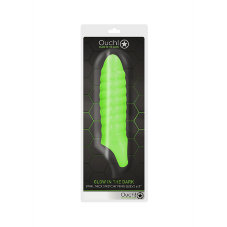 Swirl Thick Stretchy Penis Sheath - Glow in the Dark