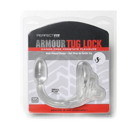 Armor Tug Lock - Cockring with Ball Strap and Butt Plug - Small