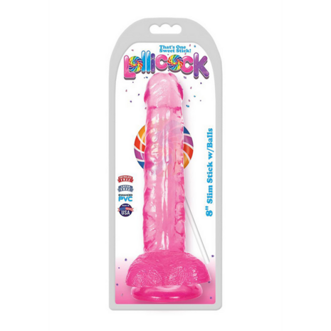 Slim Stick Cherry Ice - Dildo with balls - 8 / 20,5 cm