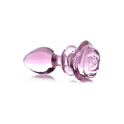 Pink Rose - Glass Butt Plug - Large