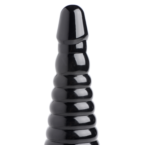 Giant Ribbed Anal Cone - Black