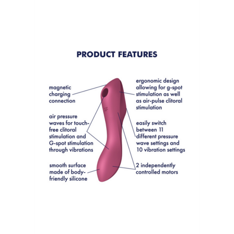 Curvy Trinity 3 - Inbrengbare Air Pulse Vibrator - Rood