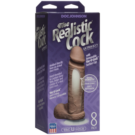 Realistic Cock with Balls - Removable Vac-U-Lock Suction Cup - ULTRASKYN - 8 / 20 cm - Caramel