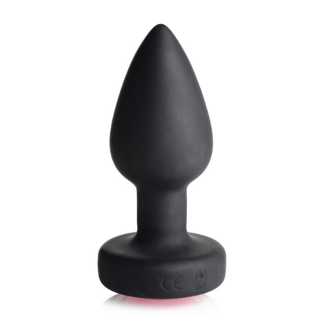 Silicone Vibrating Pink Gemstone - Butt Plug with Remote Control - Small