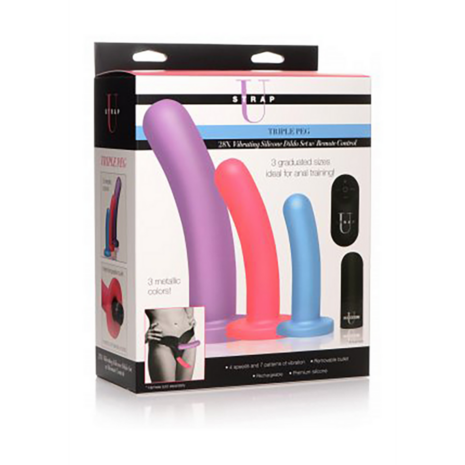 Triple Peg - Vibrierende Siliconen Dildo Set met Afstandsbediening