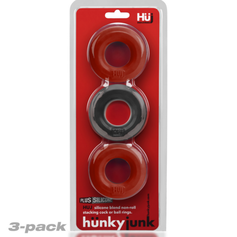 Huj3 - Cockring 3-pack - Cherry Ice / Tar Ice