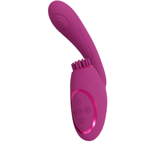 Gen - Drie Motoren G-Spot Vibrator met Pulse Wave en Vibrerende Haren - Roze