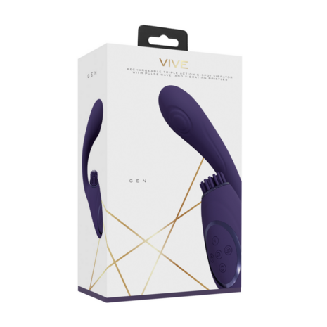 Gen - Triple Motor G-Spot Vibrator met Pulse Wave en Vibrerende Borstels - Paars