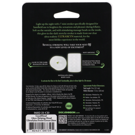 Glow Helping Head - Masturbator Sleeve - Frost / Groen Gloed
