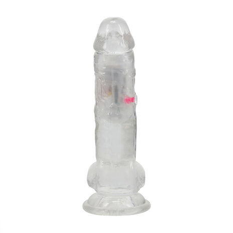 LED Vibrerende Rechte Penis met Ballen - 7 / 18 cm - Transparant