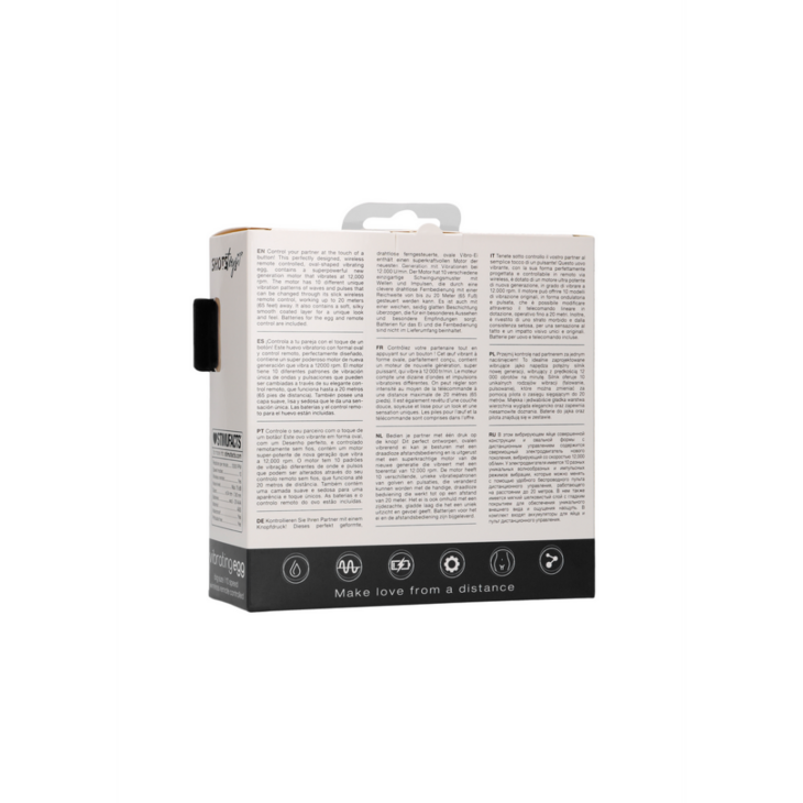 Vibrerende Ei met 10 Snelheden en Afstandsbediening - L - Zwart