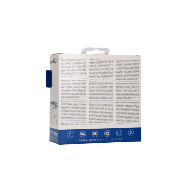 Vibrerende Ei met 10 Snelheden en Afstandsbediening - L - Blauw