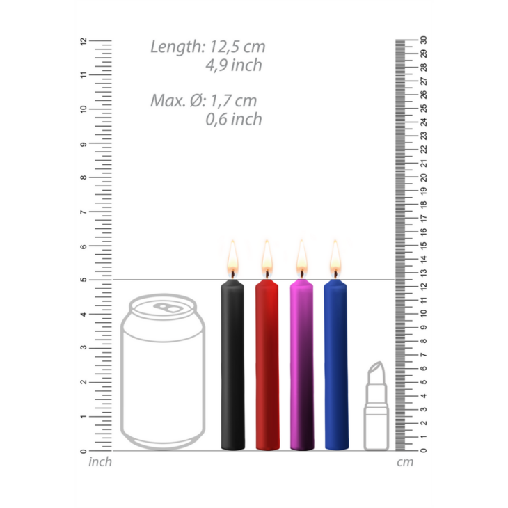Plagerige Was Kaarsen - 4 Stukken - Multicolor