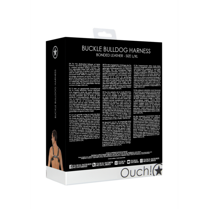 Leather Bulldog Harness with Buckles - L/XL