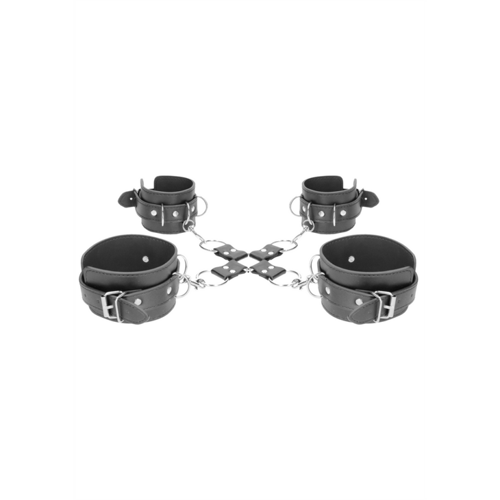 Gelijmd Leren Hogtie met Hand- en Enkelboeien