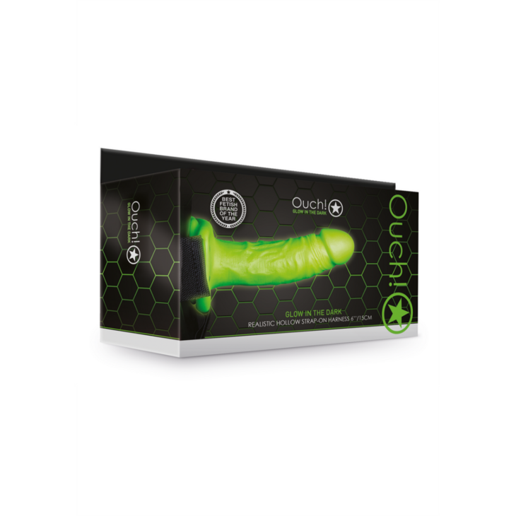 Realistische Strap-On Harnas - Glow in the Dark - 7 / 18 cm
