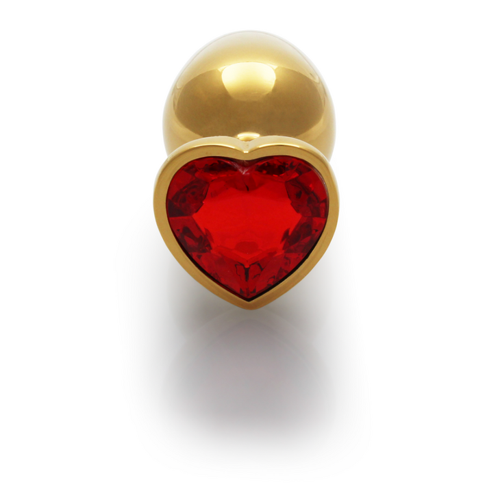 Hart Edelhart Buttplug - Groot - Goud/Ruby Rood