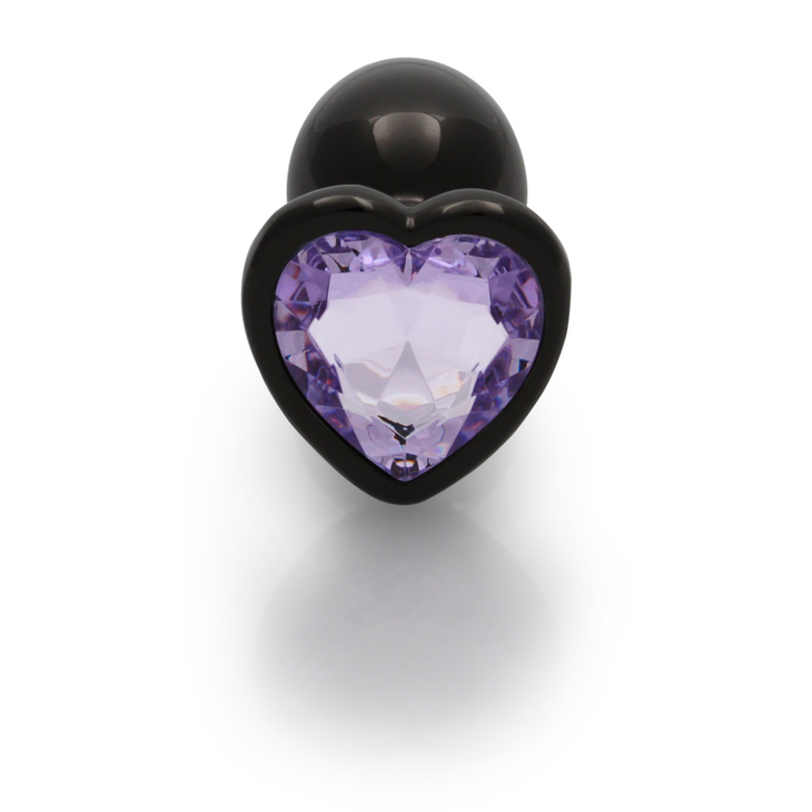 Heart Gem Butt Plug - Klein - Gunmetal/Amethyst Paars