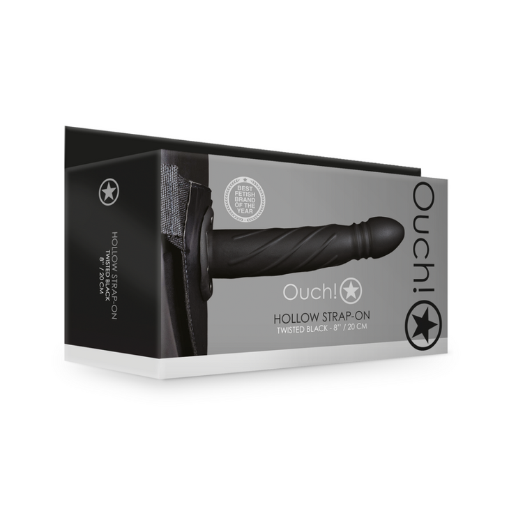 Twisted Hollow Strap-On - 20 cm - Zwart