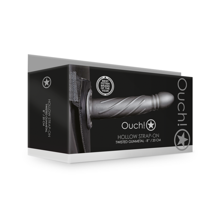 Gedraaide Holle Strap-On - 8 / 20 cm - Gunmetal