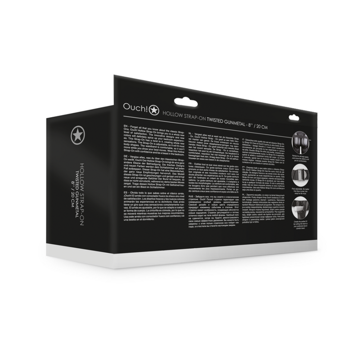 Gedraaide Holle Strap-On - 8 / 20 cm - Gunmetal