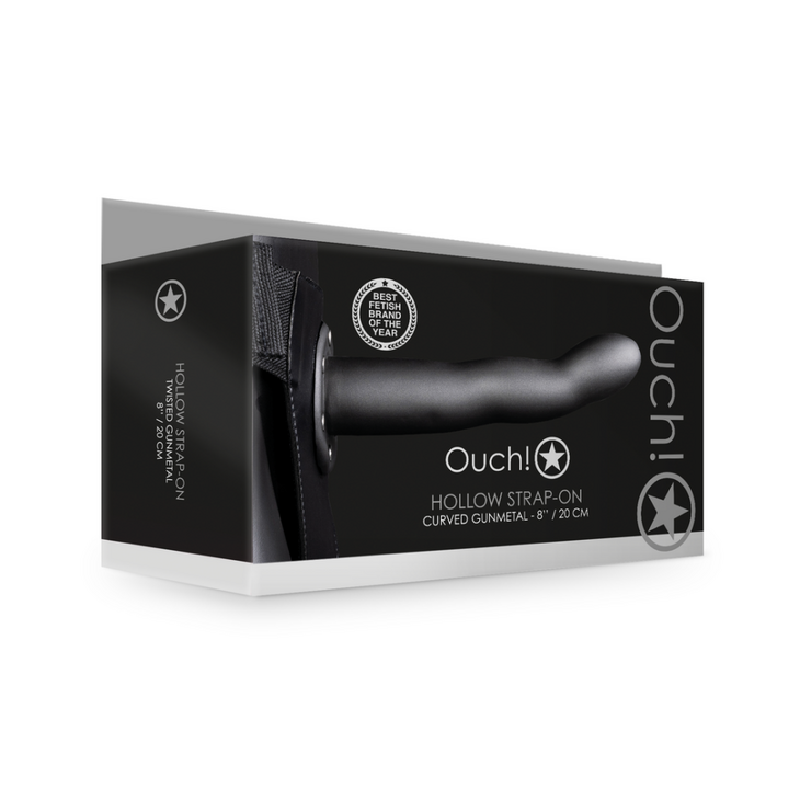 Gebogen Holle Strap-On - 8 / 20 cm - Gunmetal