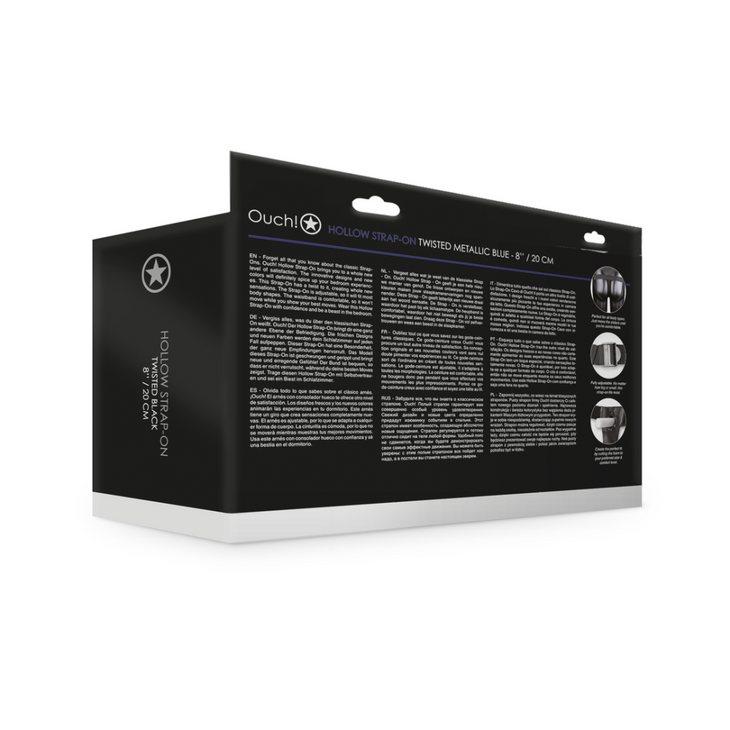 Gekromde Holle Strap-On - 8 / 20 cm - Metallic Blauw