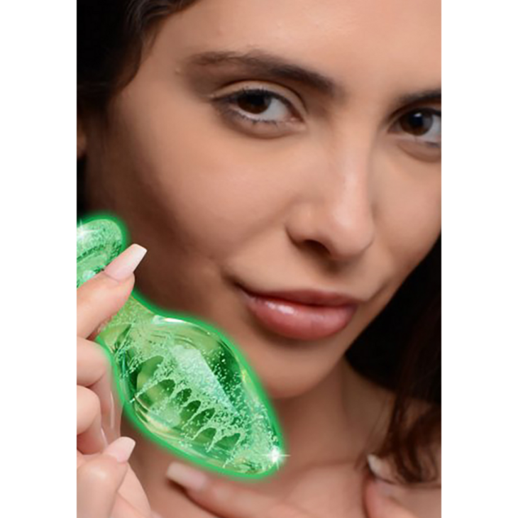 Glow-In-The-Dark - Glas Buttplug - Groot