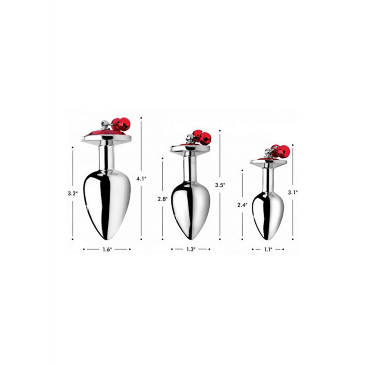 Rode Edelsteen - Butt Plug Set met Belletjes