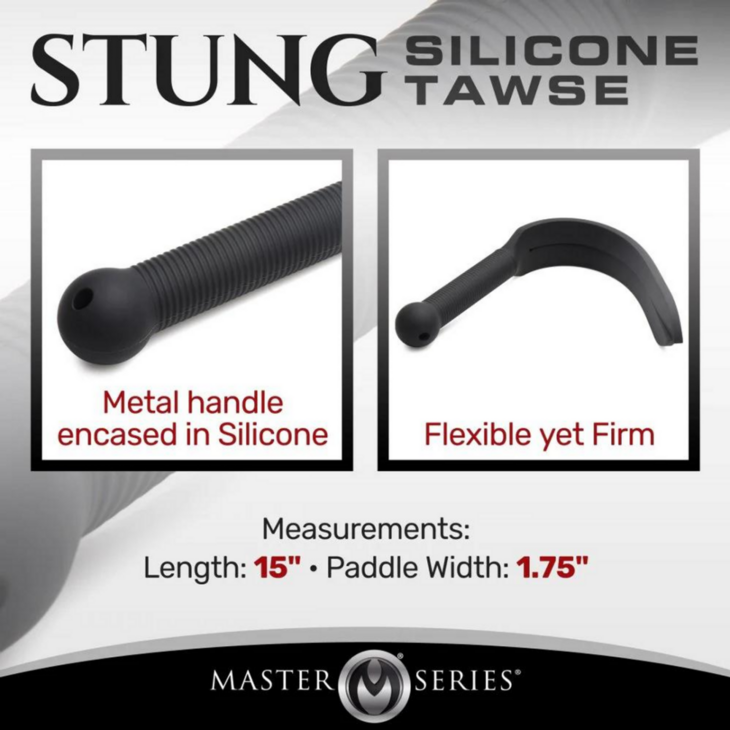Stung Silicone Tawse - Zwart