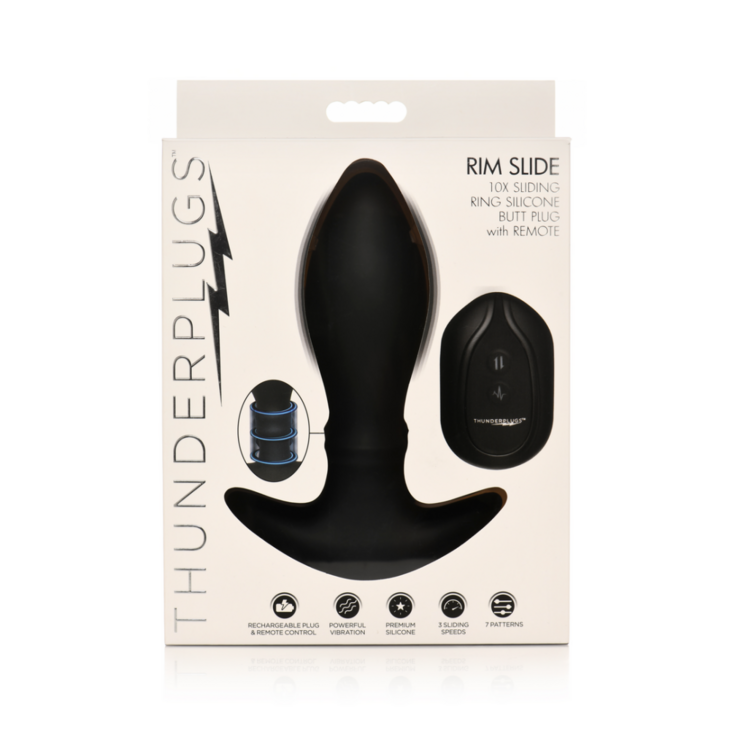 Rim Slide - Sliding Ring Silicone Butt Plug - Zwart