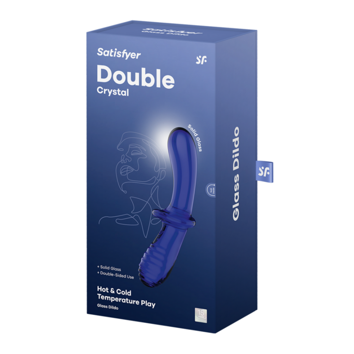 Dubbele Crystal - Glazen Dildo - Lichtblauw