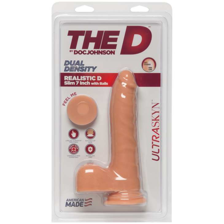 D Slim - Realistic ULTRASKYN Dildo met Ballen - 7 / 18 cm