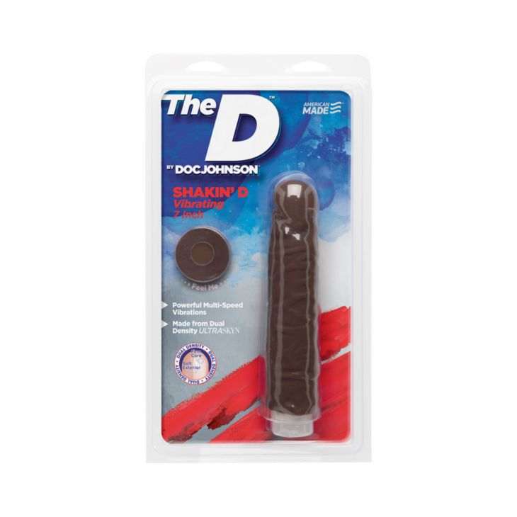 Shakin&#039; D - Vibrerende Realistische ULTRASKYN Dildo - 7 / 18 cm - Chocolade