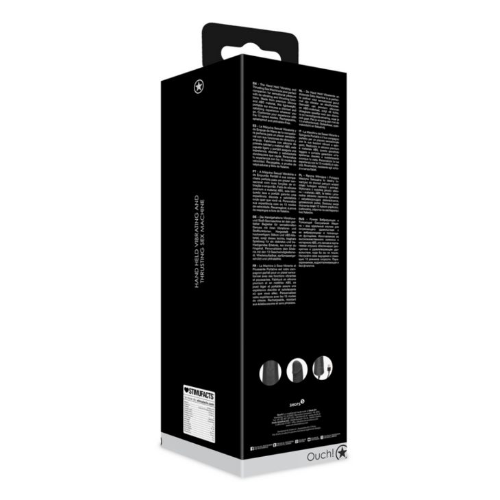 Handheld Vibrerende en Duwende Seksmachine - Zwart