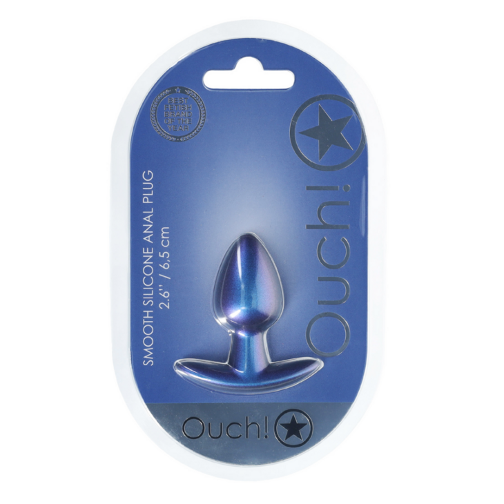 Zachte Siliconen Anale Plug - Klein - 2,6 / 6,5 cm - Metallic Blauw