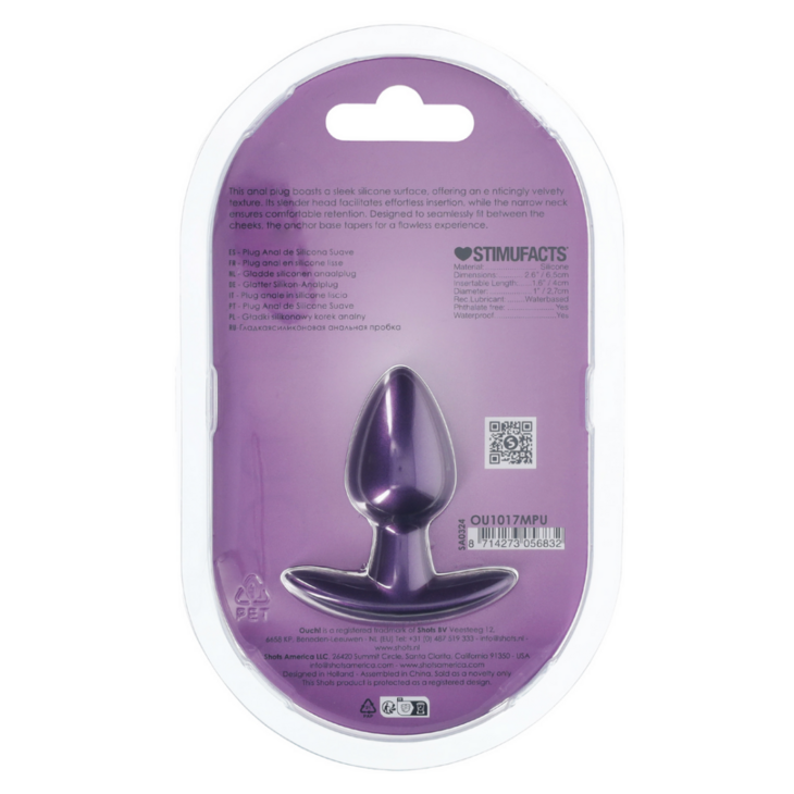 Zachte Silicone Anale Plug - Klein - 6,5 cm - Metallic Paars