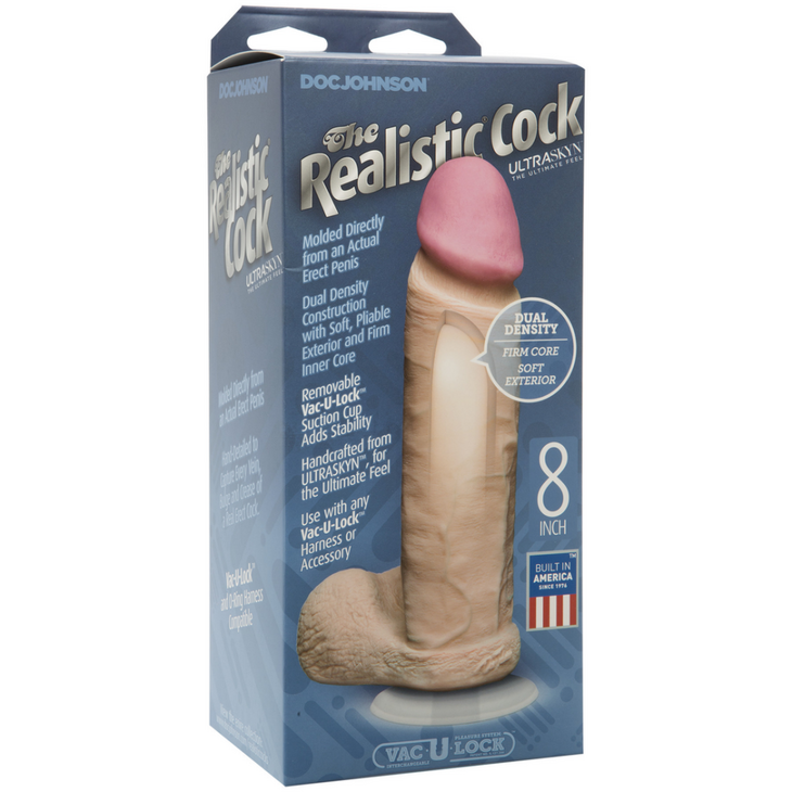 Realistische Cock met Ballen - Verwijderbare Vac-U-Lock Zuignap - ULTRASKYN - 8 / 20 cm - Vanille