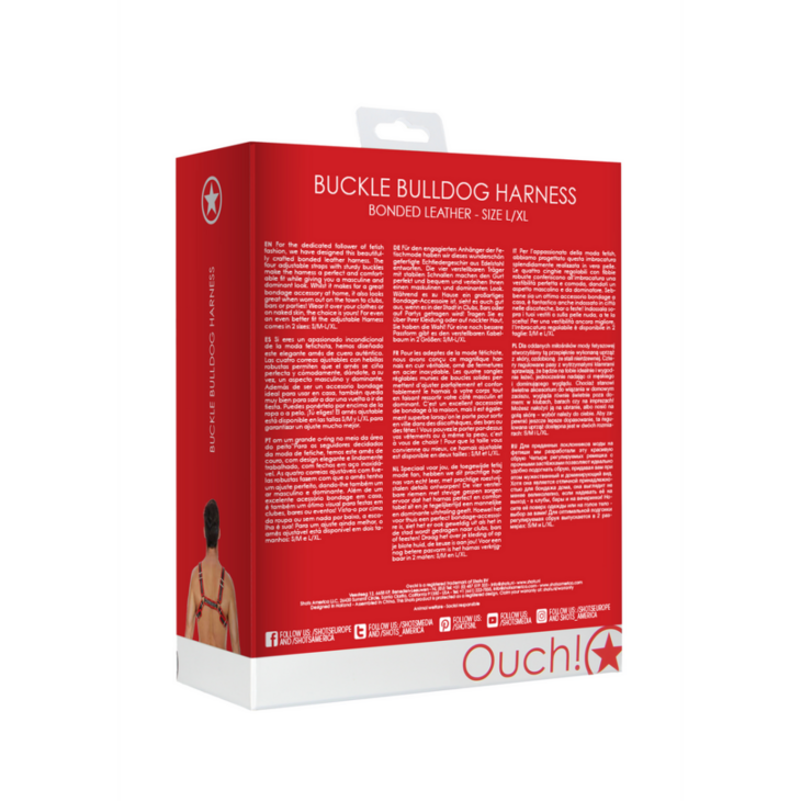 Leren Bulldog Harnas met Gespen - L/XL