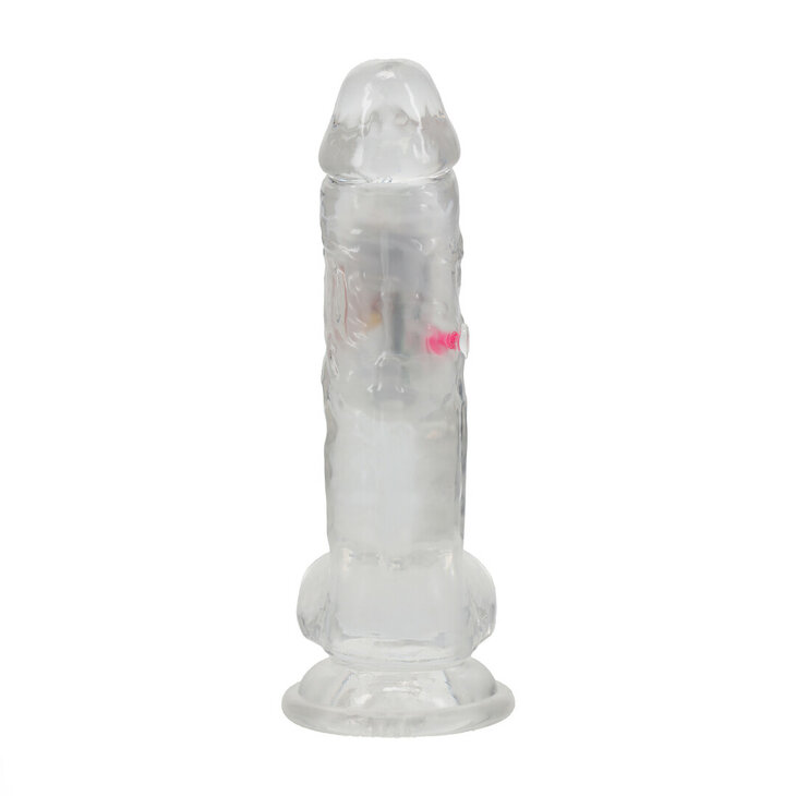 LED Vibrerende Rechte Penis met Ballen - 7 / 18 cm - Transparant