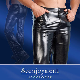 Imitatie-Leren Broek Voor Mannen - Zwart Imitatie-Leren Broek Voor Mannen - Zwart