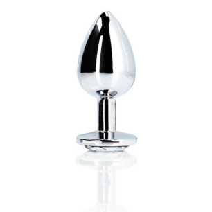 Ronde Gem Butt Plug - Medium - Zilver/Diamant Ronde Gem Butt Plug - Medium - Zilver/Diamant